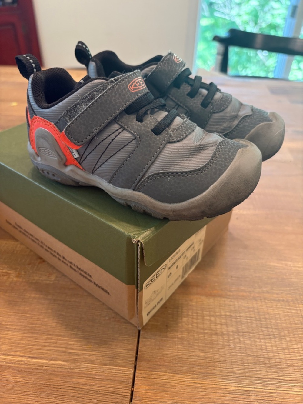 KEEN Kids Gray and Orange Trail Sneaker